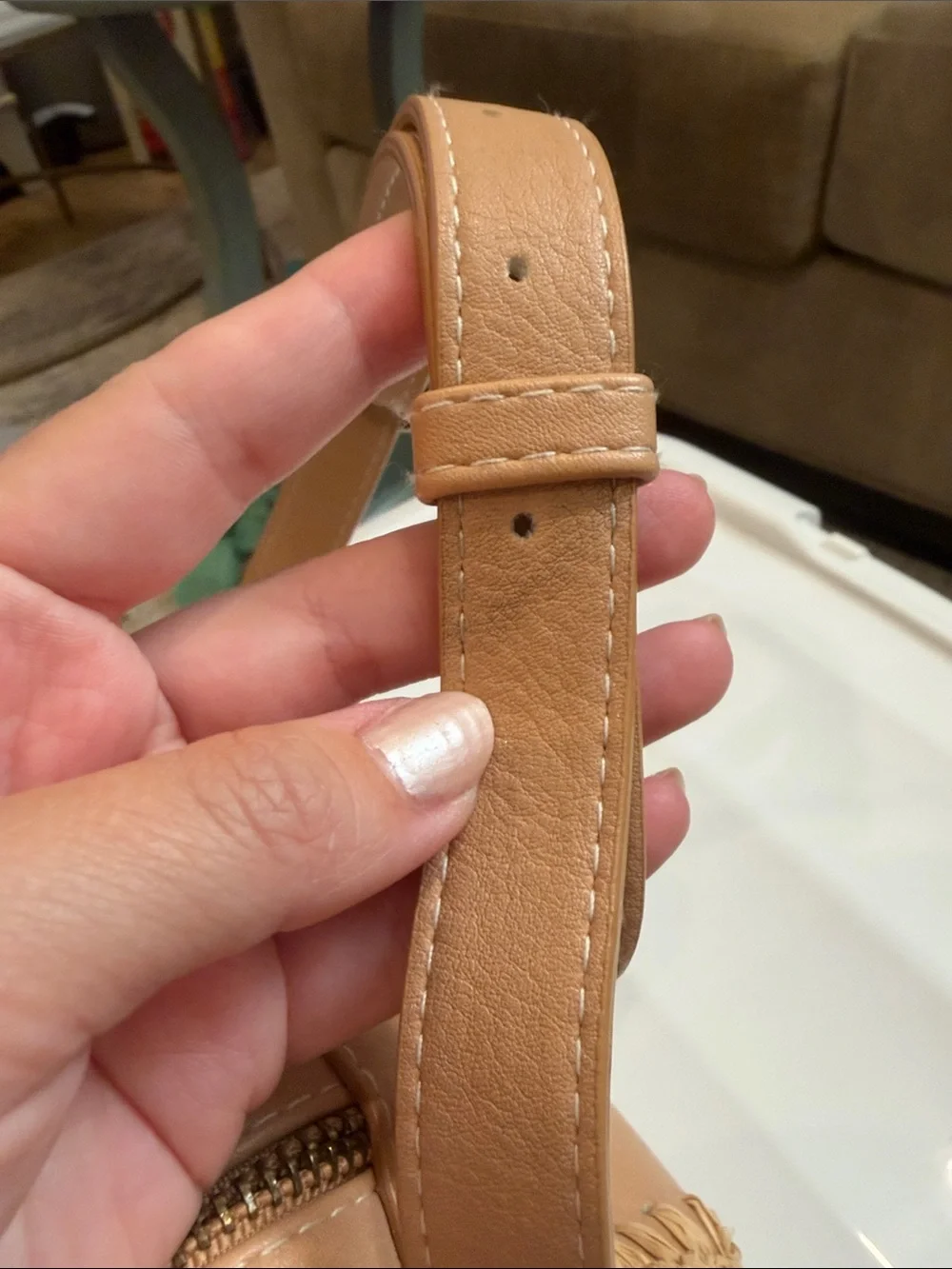 Woven Round Natural Tan Crossbody Bag